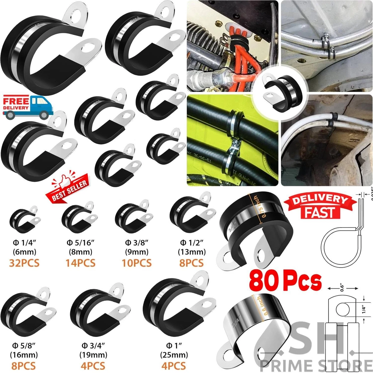 Rubber Cushioned Clamps, 3/4 in. (25-pack) #5-45124