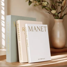 Decorative Fake Faux Books for Home Decor Coffee Table Shelves Neutral with H...