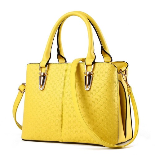 Casual Top Handle Handbag Purse Satchel Pu Leather Shoulder Bag Women T Yellow