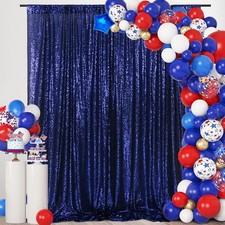 6x8 Ft Navy Blue Sequin Backdrop Curtain Background Wedding Party Decor