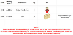 LEGO Star Wars: B-Wing Fighter (6208) - One minifigure is missing