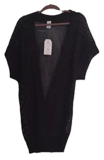 Time and Tru Womens Crochet Layering Black Duster Size L-XL