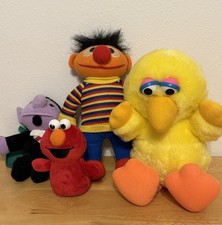 Sesame Street Lot of 4 Mix Plush Toy Figures Elmo Big Bird Ernie Count Vtg