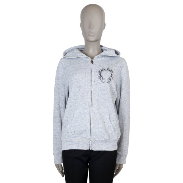 73073 Auth CHROME HEARTS grey 2021 MATTY BOY ZIP FRONT HOODIE Sweater L