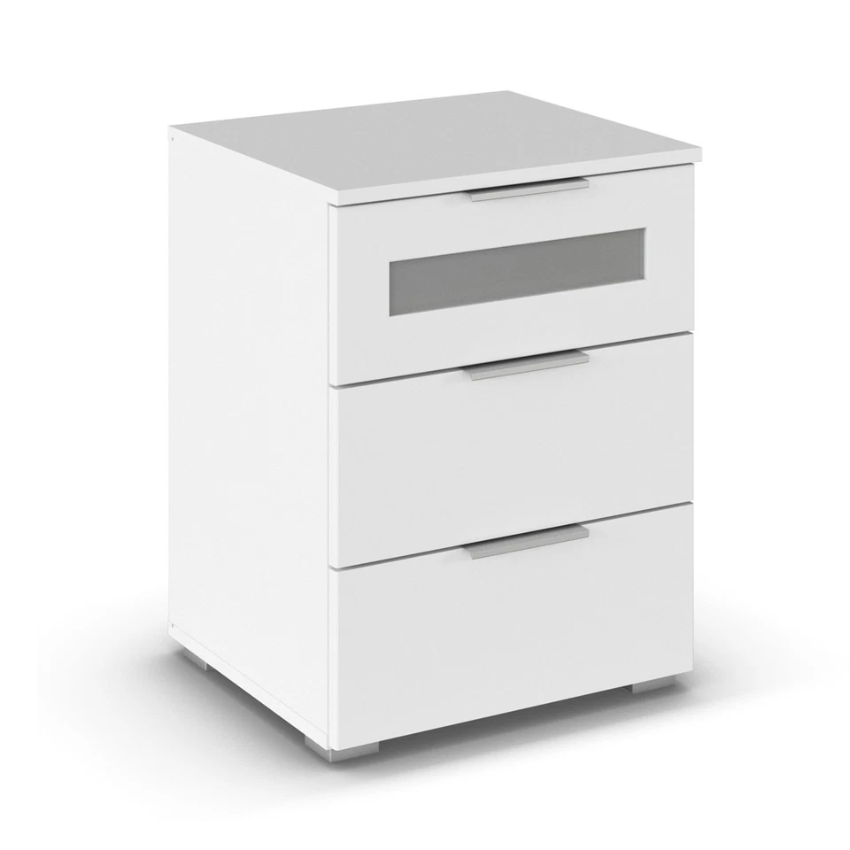 Nachtschrank - alpinweiß - mit Milchglaseinsatz - 40 cm breit Nachttische - Bild 3 von 4