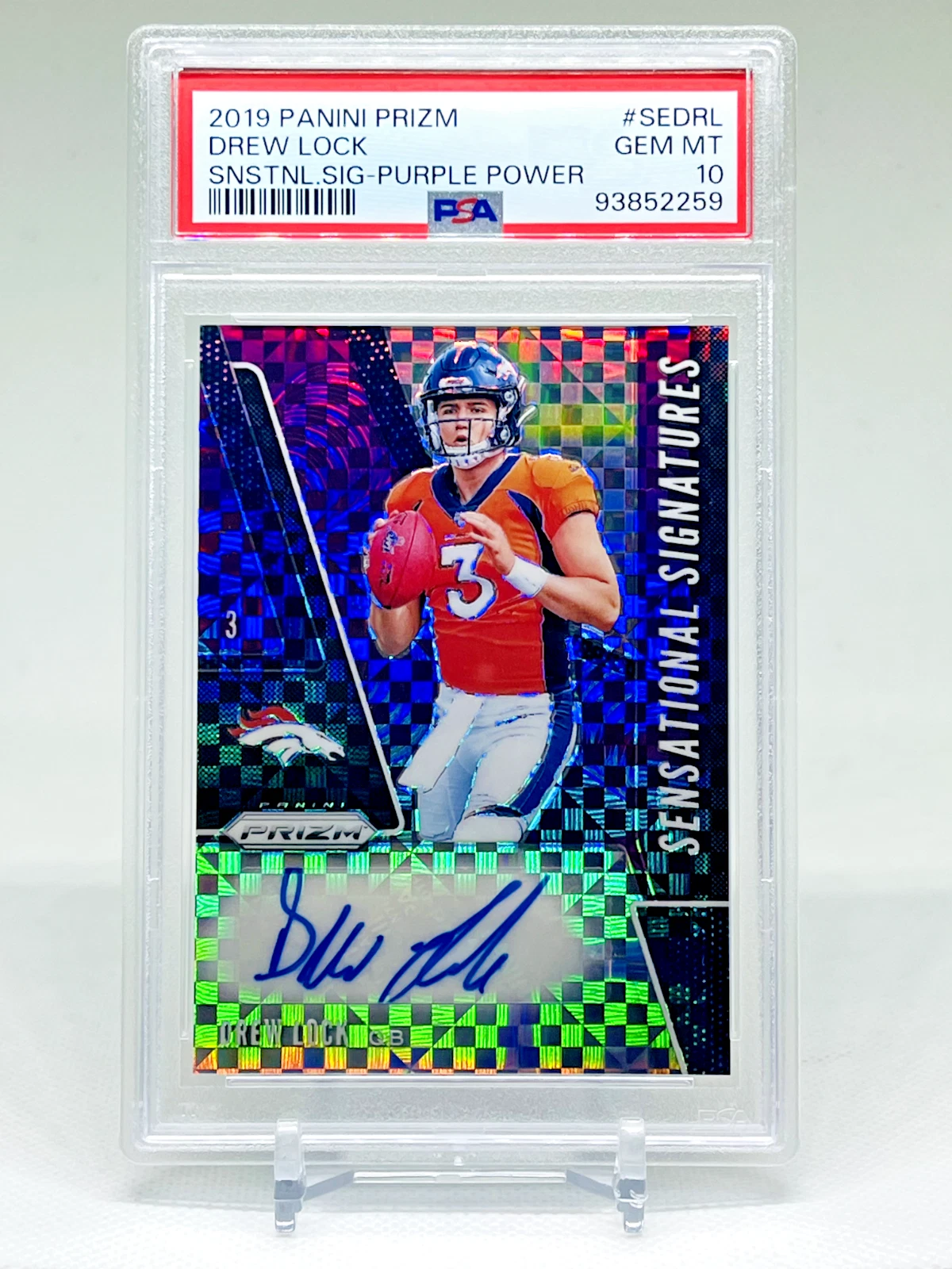 Drew Lock Panini Prizm Sensational Signatures #SEDRL Purple Power