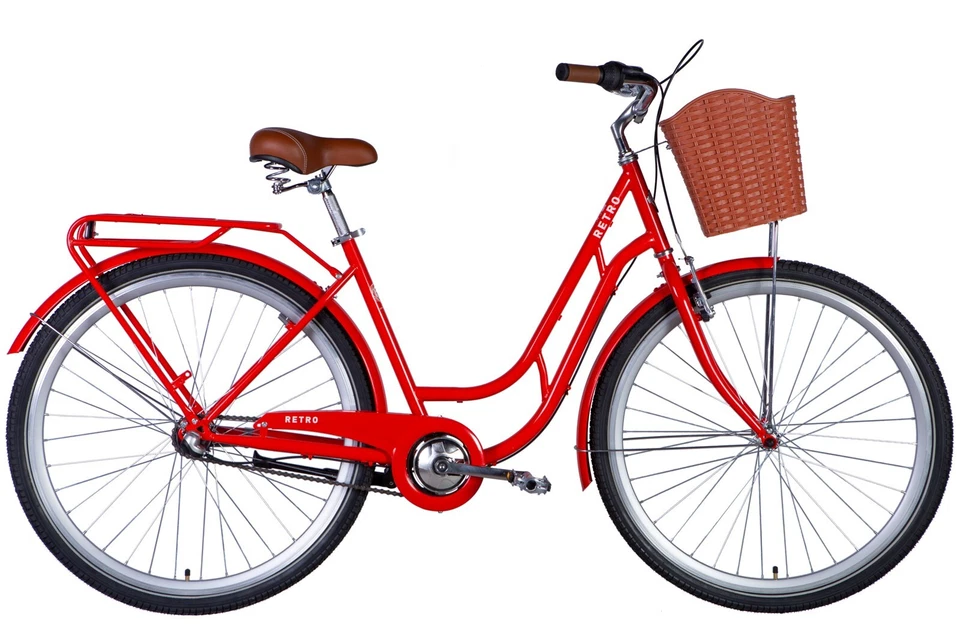 Fahrrad City Damen 28" Korb Stadt Retro Tiefeinstieg Gepäckträger Orange RH 48cm