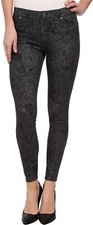 HUE Womens Floral Gleam Skimmer Pewter Grey Leggings Small 4-6 25"x29