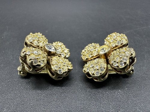 Pendientes de plata de ley 925 con clip de cristal en tono oro - Imagen 3 de 8