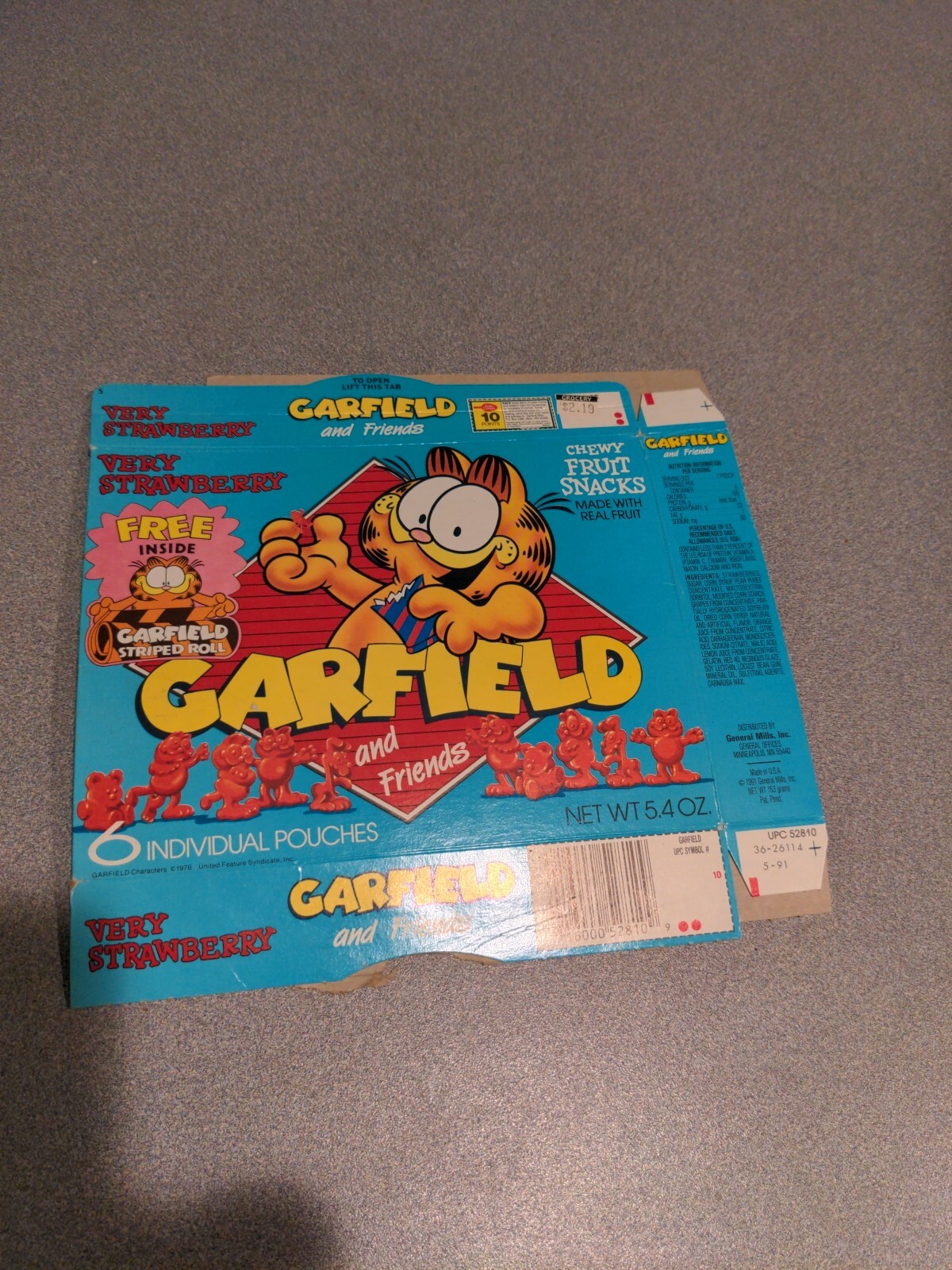 Garfield & Friends Fruit Snacks Flat box Vintage 1991 eBay