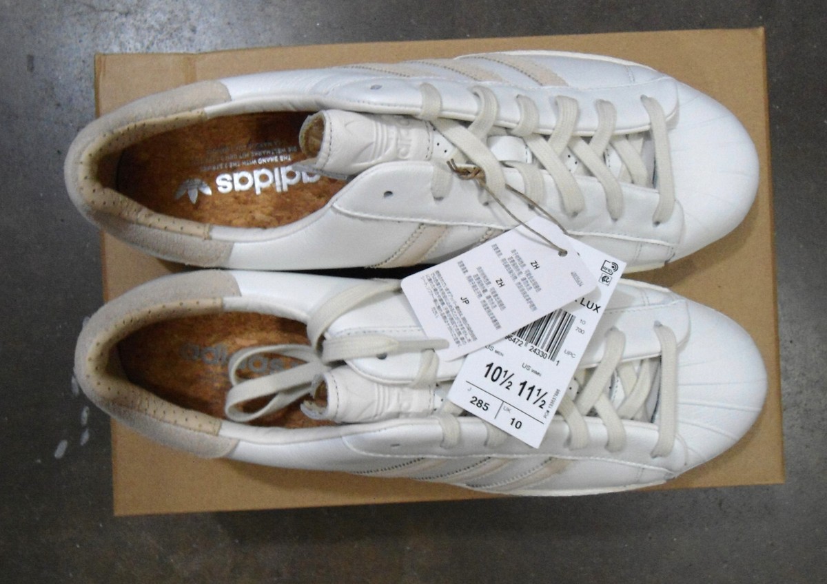 NEW adidas Premium Leather Superstar Lux Shoes | 10.5M | White