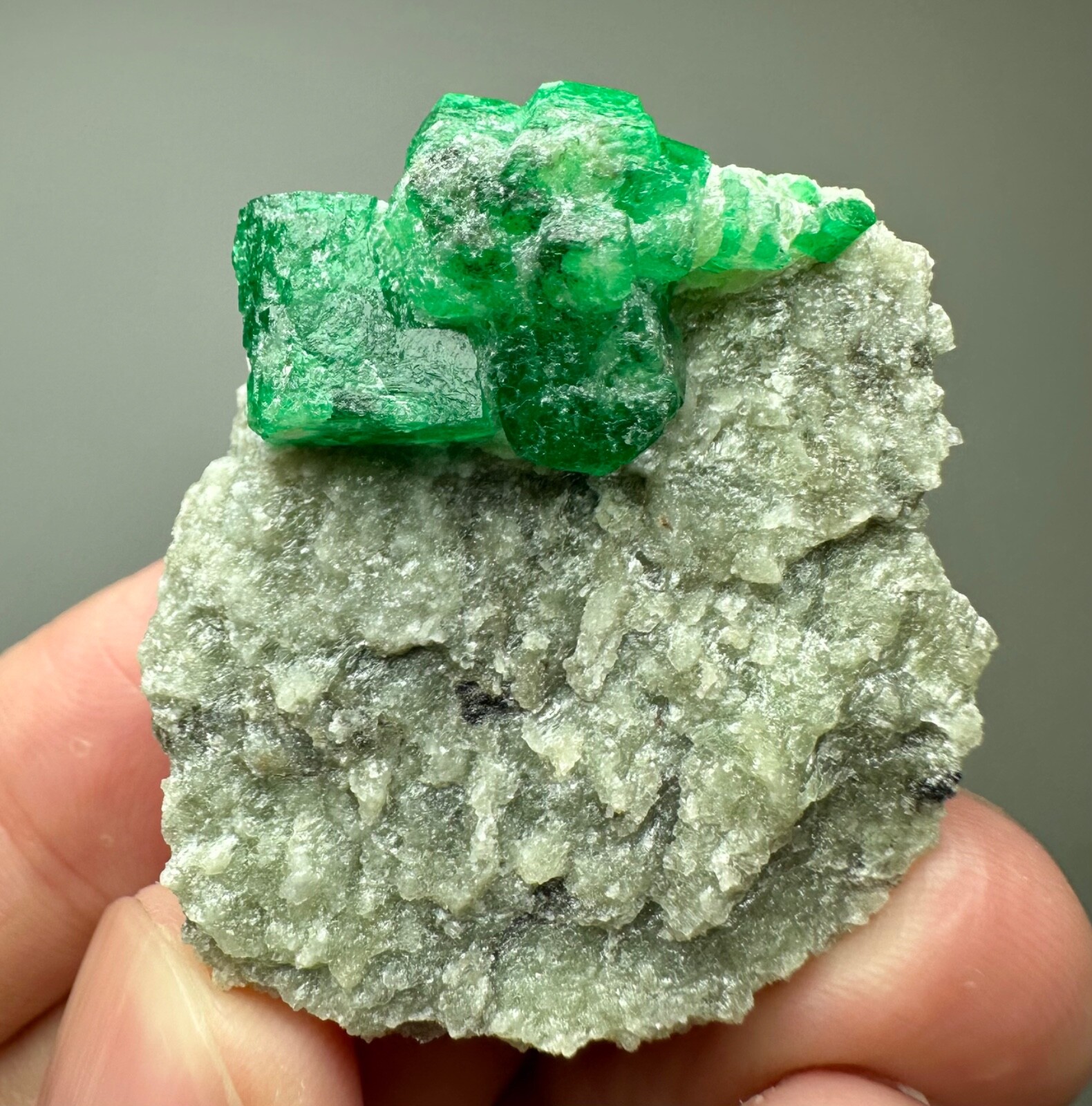 109 Ct. Full Terminated Top Green Swat Emerald Crystals On Matrix @Pak