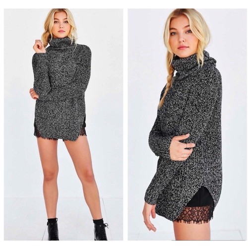 urban outfitters silence + noise black marled turtleneck sweater