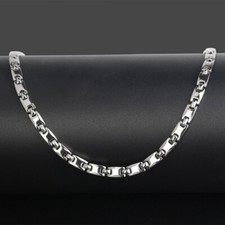 Mens Silver Titanium Steel Magnetic Therapy Chain Energy Necklace with Gift Box