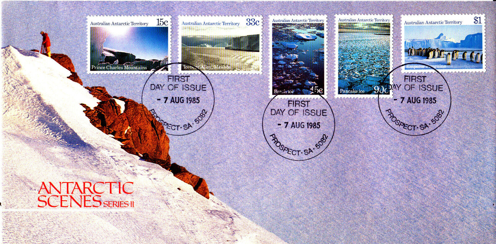 1985 AAT Antarctic Scenes Series II FDC - Prospect SA 5082 PMK