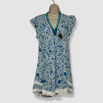 Poupette St Barth Women's Sasha Floral V-Neck Minidress - Blue Monaco - Size Xs