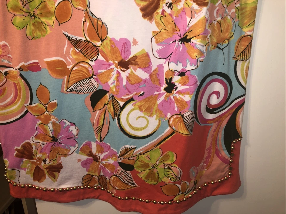 JOYOUS & FREE Multi Color Embellished Dress with stones FLORAL PRE-OWNED MEDIUM - Image 4 of 4