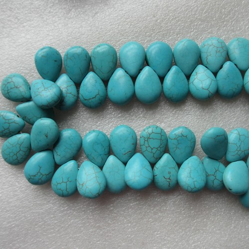 1 String of Gemstone Howlite Turquoise Beads in Different Designs & Shapes 16cm - Picture 28 of 31