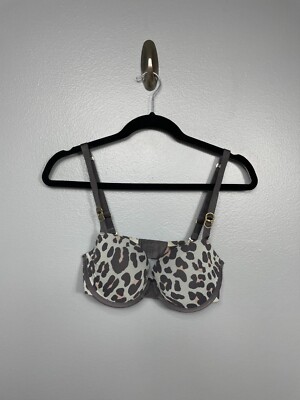 STELLA MCCARTNEY smooth leopard print balconette bra 32DD Womens Intimates