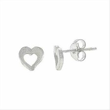 Sterling Silver Open Heart Mini Stud Earrings