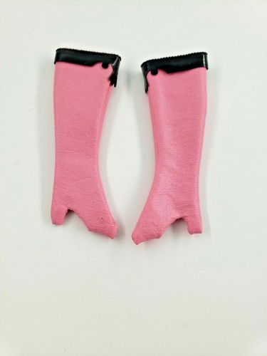 VINTAGE BARBIE BOOTS #1467 LAMB N LEATHER MOD PINK & BLACK