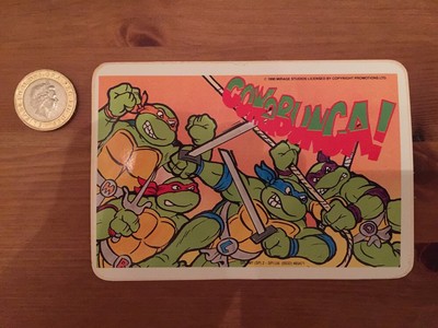Vintage 1990 ''Teenage Mutant Hero Turtles'' RARE Sticker Postcard ''Cowabunga''