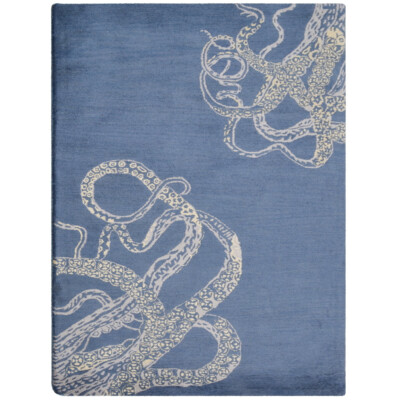 Hand Tufted Wool Area Rug Contemporary Blue Beige BBH Homes BBK00512