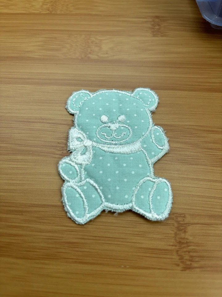 Vintage Teddy Bear 🧸 Blue Patch For Blanket Shirt Kids Baby Pillow 70s Cute Sew - Image 2 of 4