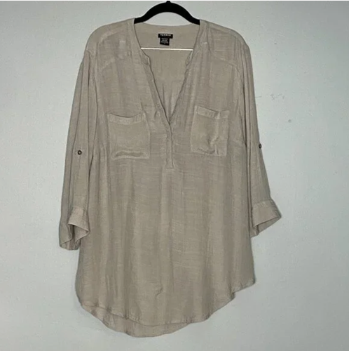 Tunique Vintage Tattoo Multi-couleur Beige, Motif Géo-floral - Manches 3/4 - Taille M - Occasion Excellent état