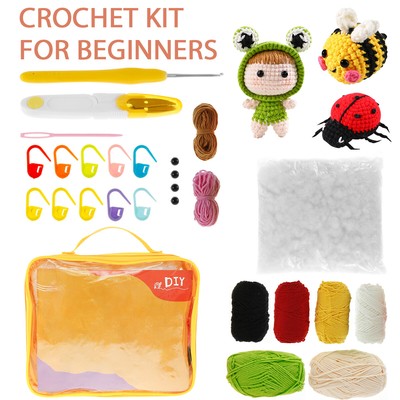 3Pcs Crochet Kit for Beginners Complete Crochet Knitting Kit Adorable Doll qiOpH