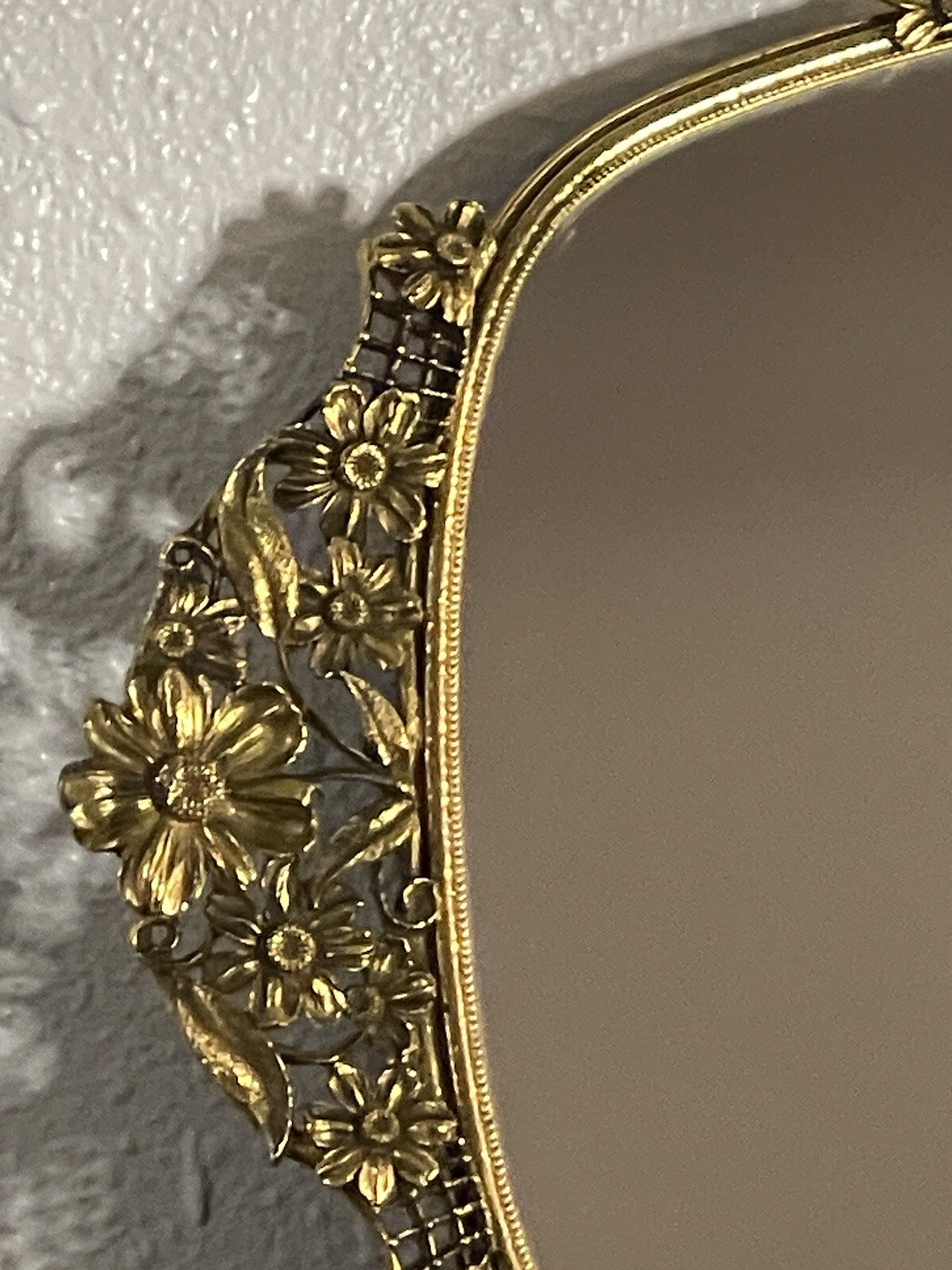 Vintage Gold Ormolu Mirror/ Vanity Tray, by Matson Daisy Pattern 357, Circa 1930 eBay