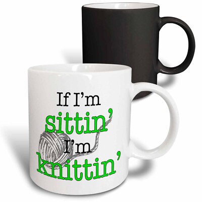 3dRose If Im sittin Im knittin, Lime Green Mug