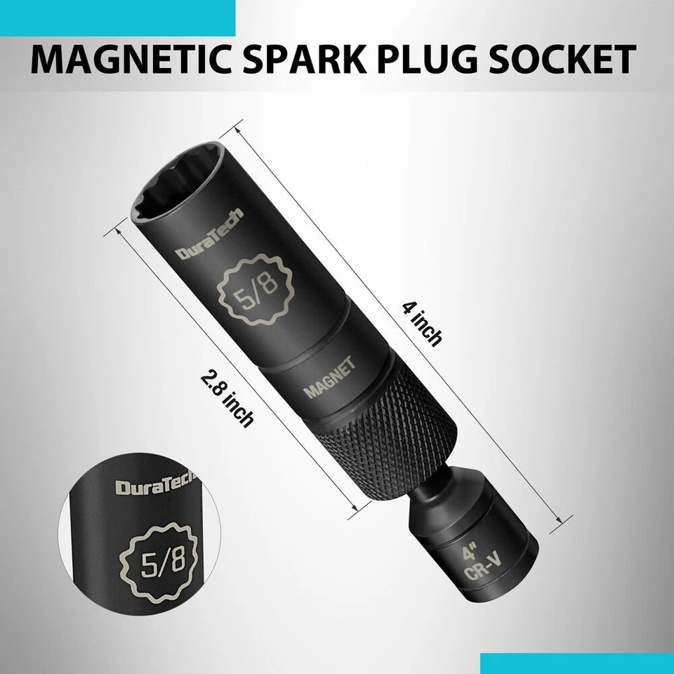 DURATECH 5/8" Swivel Magnetic Spark Plug Socket 1MM Thin Wall 3/8"Drive x4" 12PT - Image 2 of 4