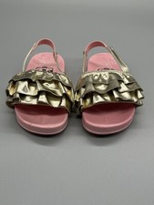 TODDLER Girl 5 - 6 Disney Minnie Mouse Slides Sandals Shoes Pink Gold Ruffle