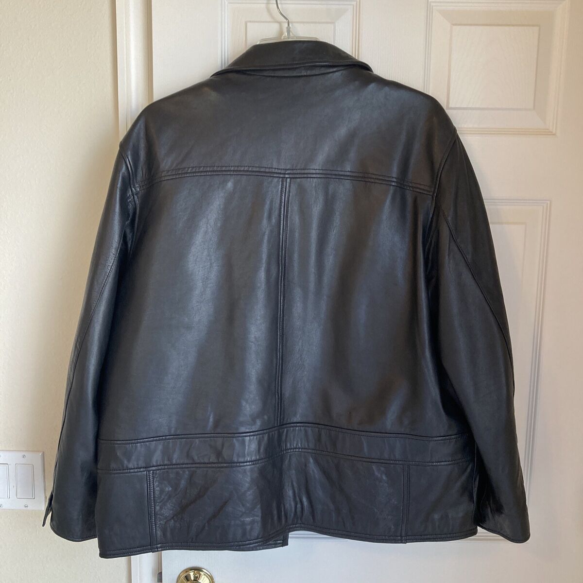 Perry Ellis portfolio black leather jacket size extra large Perry Ellis portfolio black leather jacket size extra large