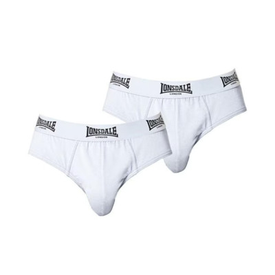 MENS WHITE 2 PACK LONSDALE BRIEF UNDERWEAR SIZES S M L XL XXL