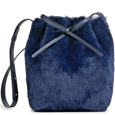 NWT MANSUR GAVRIEL X APPARIS Mini Bucket Blackberry Faux Fur Vegan Crossbody Bag