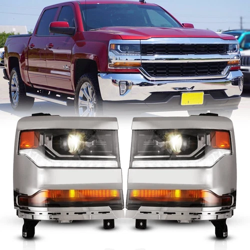 Headlights For 2016-2018 Chevy Silverado 1500 HID / Xenon DRL HeadLamps - Picture 22 of 24