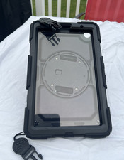 Black Rugged Silicone Shockproof Rotating Tablet Case with Integrated Stand