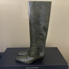 Banana Republic Italian Leather Knee High Boots Olive Green