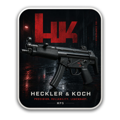MP5 HK Sticker 4 inch Heavyweight Vinyl Decal Vintage H&K Heckler & Koch