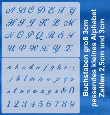 Schablone Set Nr.27 Schreibschrift kleines und großes Alphabet ca. 2,5cm