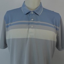 UNTUCKit Polo Shirt Mens XL White Blue Stripe Performance Short Sleeve Golf