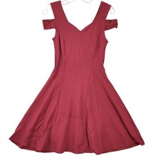 InsNova Red Dress Mini Stretch Fit Flare Preppy Cut Out Sleeveless Womens Size S