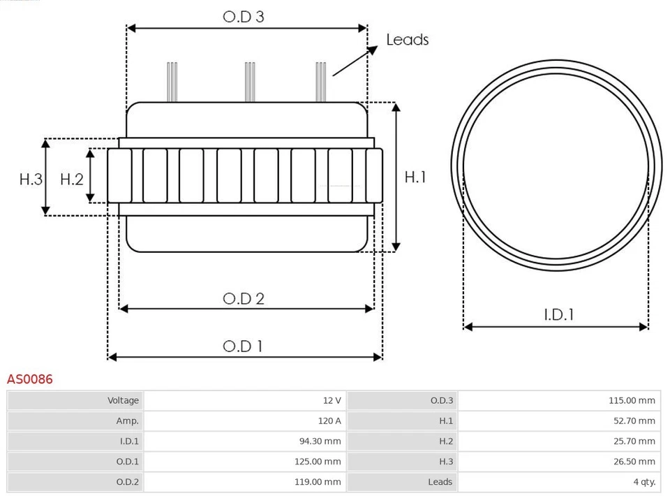 STATOR ALTERNATOR AS0086 - Image 3 of 4