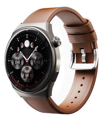 AUKEY Smartwatch 2 Ultra GRAY w/Brown Leather Strap - SW-2U - BRAND NEW SEALED