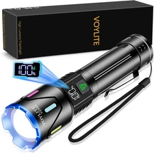 Flashlights High Lumens - 10000 Lumen, Rechargeable 5000Mah with LCD Power Displ