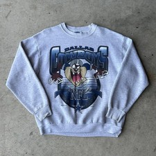 Vintage 90s Dallas Cowboys Taz Looney Tunes NFL Football Crewneck Sweatshirt L
