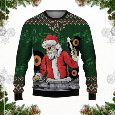 DJ Santa Ugly Christmas Sweater Jingle Bells Remix Funny EDM Jumper Unisex