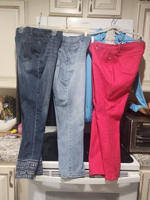 Lot 3 DG 2 HsN Virtual Stretch Bootcut , Emlbl Jeans Women s 14 16P Red Washed 